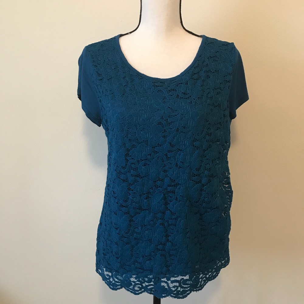 New York & Company lace top teal